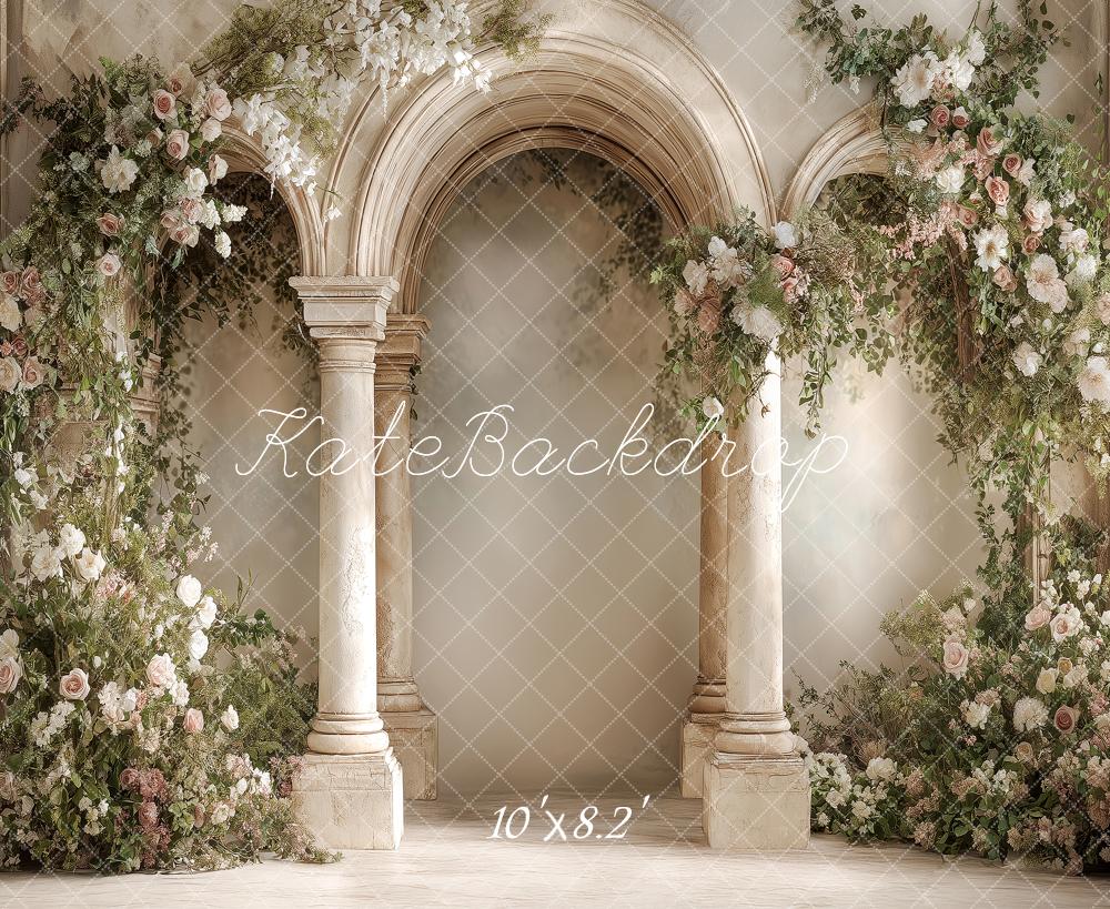 TEST Kate Summer Flower Arch Stone Arches Columns Printed Backdrop Designed by Angela Miller