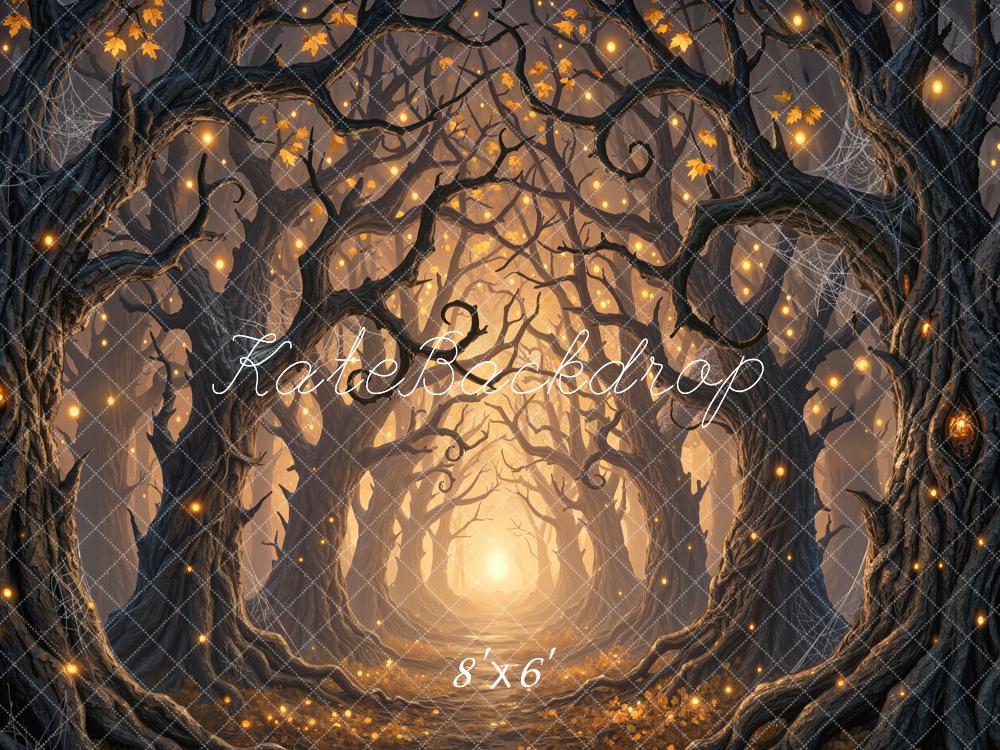 Kate Halloween Twisted Trees Forest Path Printed Backdrop Designed by Mini MakeBelieve