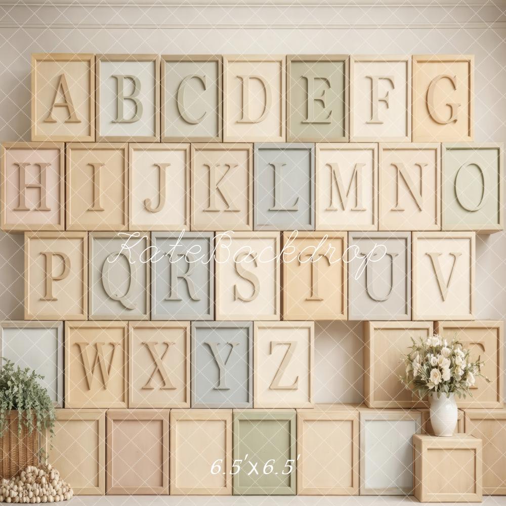 Kate Alphabet Block Wall Pastel Letters Printed Backdrop Designed by Vertigo Productions