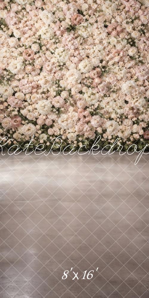 Kate Sweep Cream Flower Wall Floor Printed Backdrop Designed by Vertigo Productions