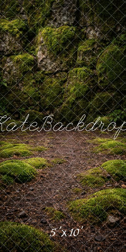 Kate Sweep Mossy Stone Wall and Forest Floor Printed Backdrop Designed by Vertigo Productions