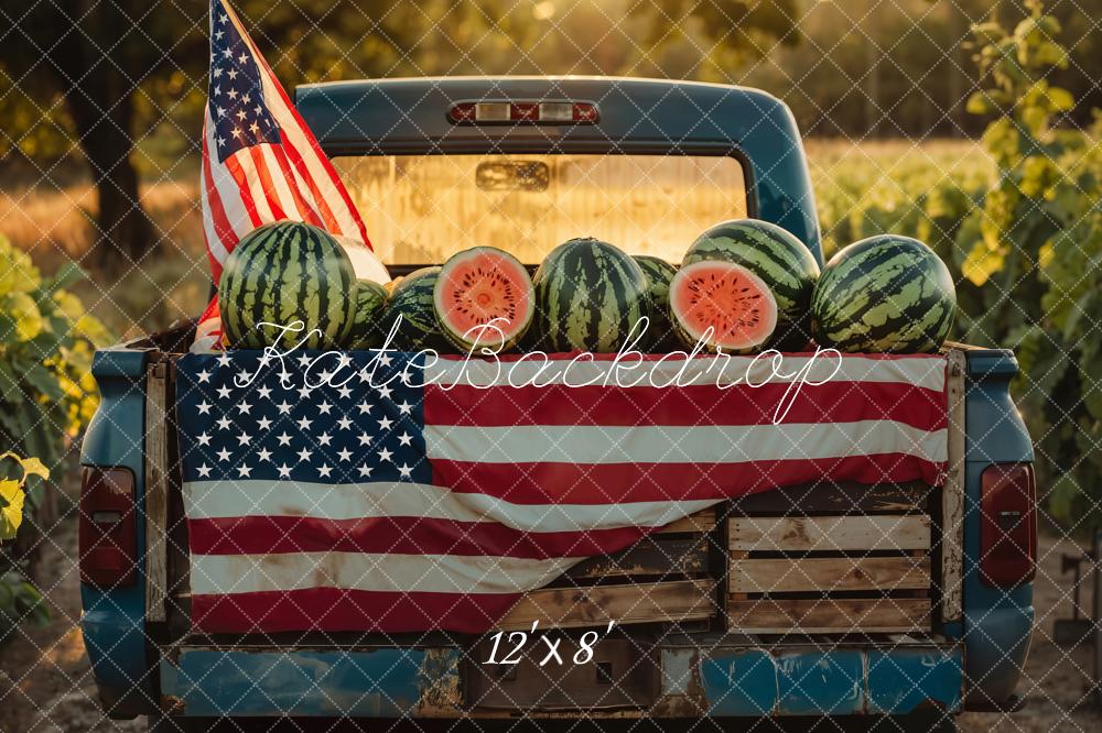 Kate Independence Day Patriotic Truck Watermelon Backdrop Designed by Emetselch