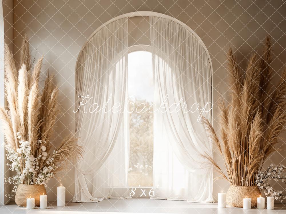 Kate Mother's Day Boho Arch Window Pampas Grass Candles Backdrop Designed by Emetselch