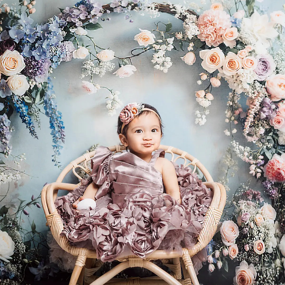 Kate Spring Floral Arch Pastel Printed Backdrop Designed by Emetselch