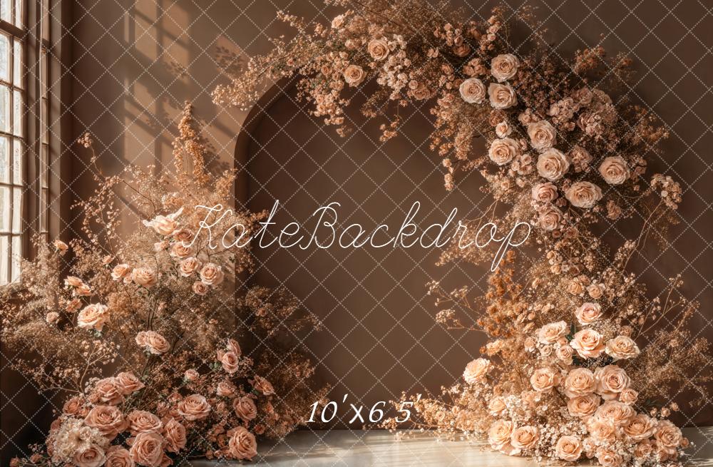 Kate Boho Flower Arch Beige Roses Backdrop Designed by Emetselch