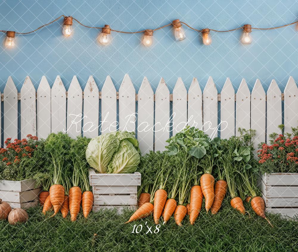 Kate Easter Fence Garden Vegetables Backdrop Designed by Emetselch