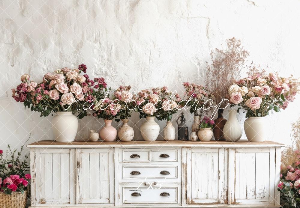 Spring Floral Vase Vintage Foto Achtergrond Designed by Patty Roberts