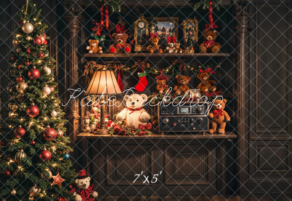 Kate Christmas Tree Teddy Bear Shelf Backdrop Designed by Emetselch