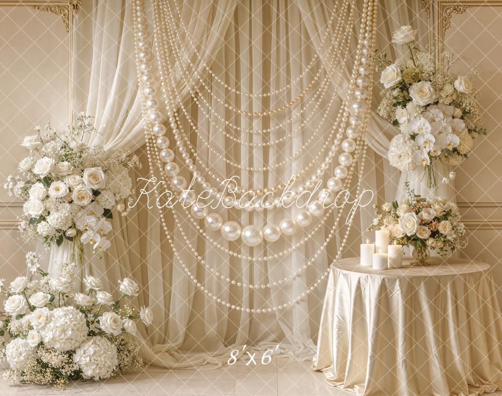 Kate Mother's Day Pearl Garland Floral Elegant Wedding Backdrop Designed by Emetselch