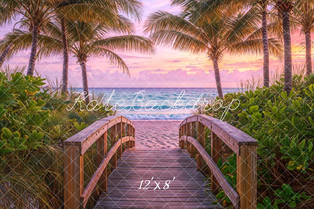 Fondo de Palmera Tropical al Atardecer en la Playa Diseñado por Emetselch