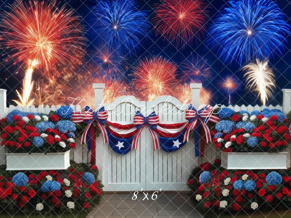 Independence Day Fireworks Garden Fence Backdrop Designed by Mini MakeBelieve