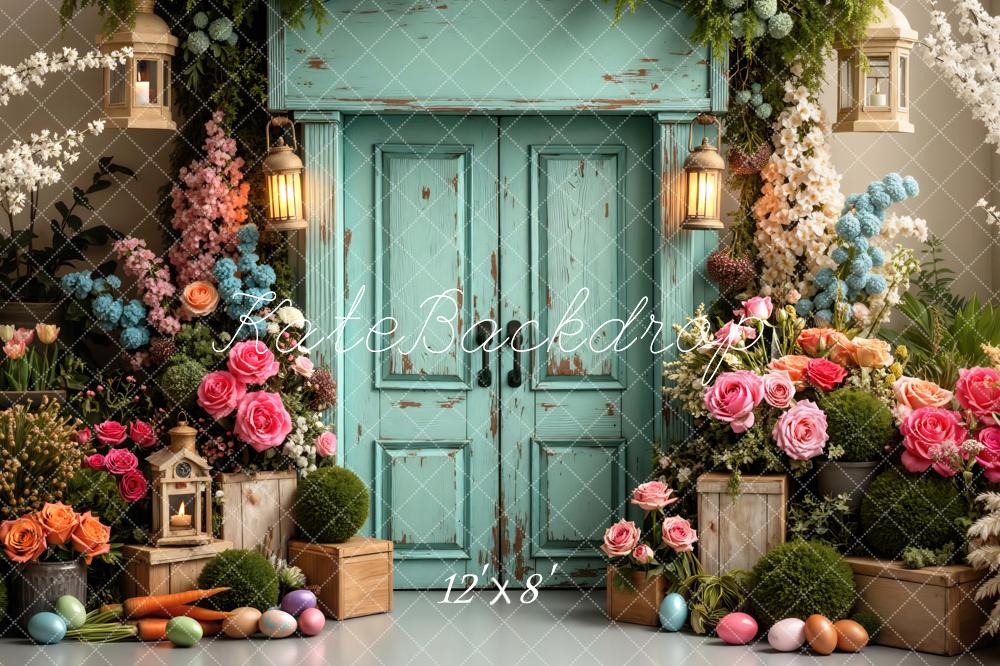Kate Easter Bunny Flower Arch Vintage Door Pastel Eggs Backdrop Designed by Mini MakeBelieve