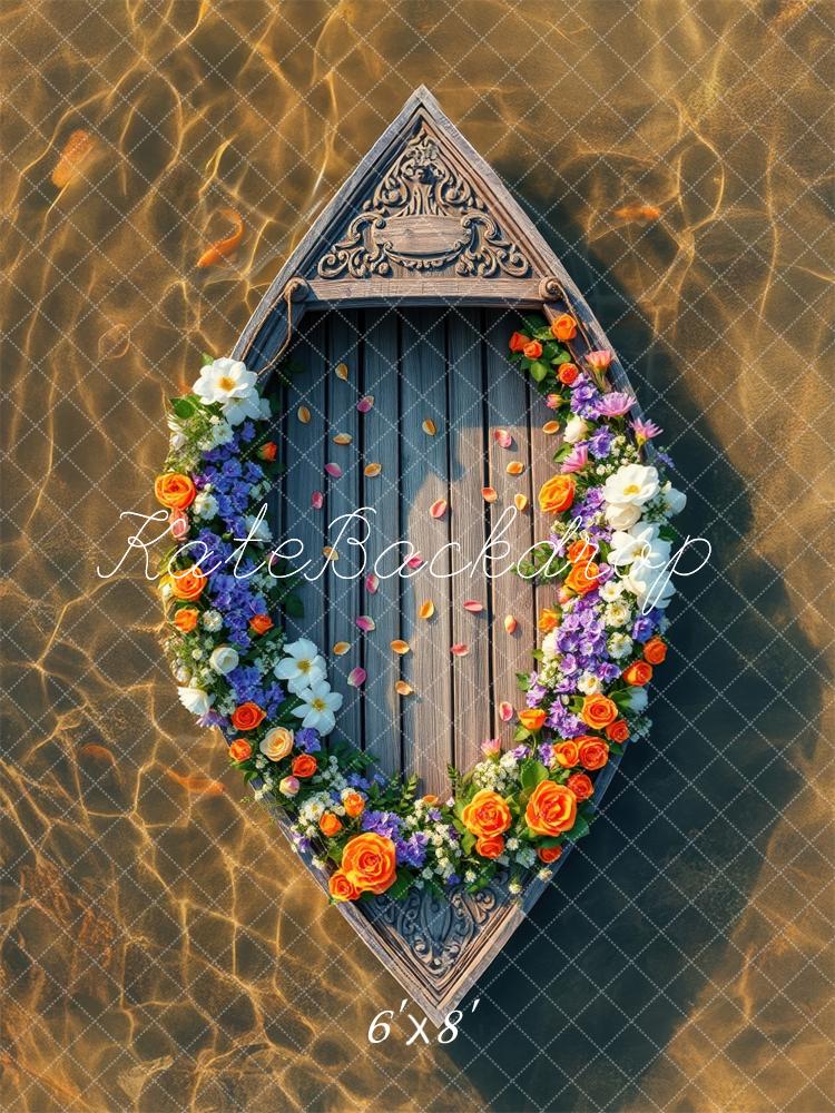 Zomer Weer Gesleten Boot Bloemen Foto Achtergrond Designed by Laura Bybee