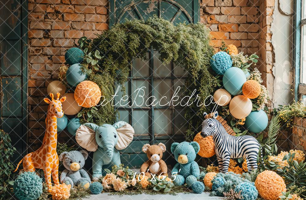 Fondo de globo arco de safari en la jungla Cake Smash diseñado por Emetselch