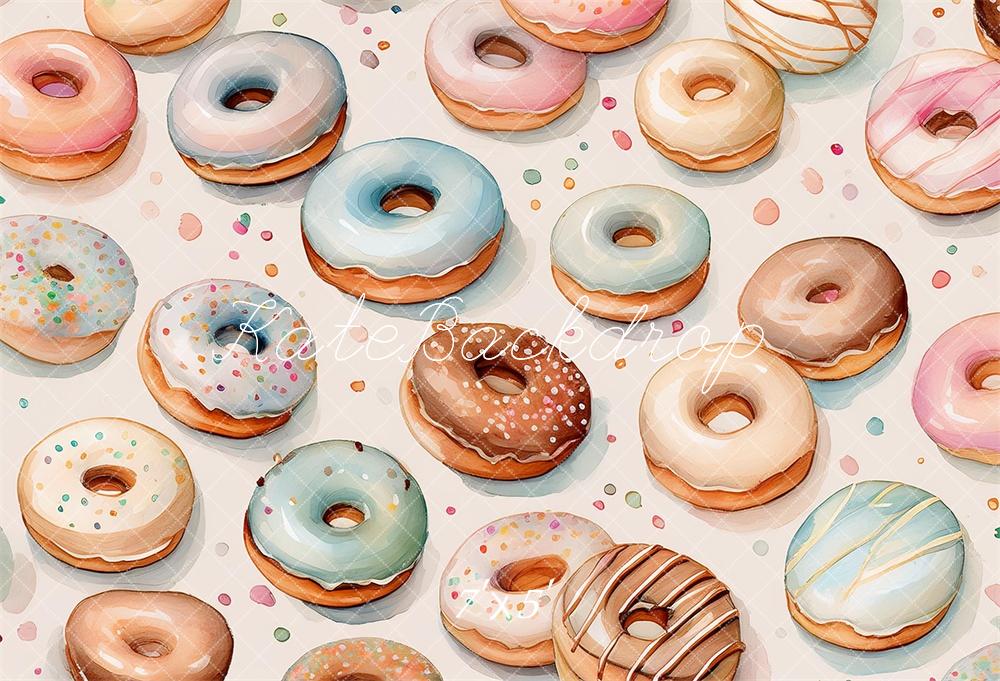 Kate Watercolor Donuts Backdrop Designed by Mandy Ringe Photography