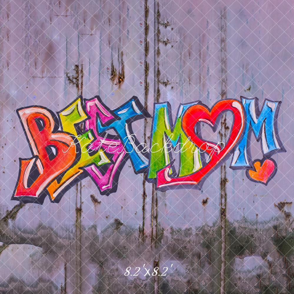 Kate Mother's Day Graffiti Best Mom Colorful Wall Backdrop Designed by Fantasyphotoart