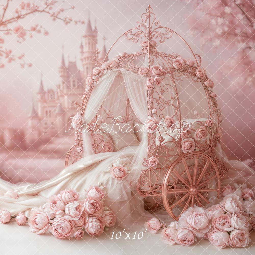 TEST Kate Fairy Fantasy Pink Carriage Castle Flowers Backdrop Designed by Emetselch