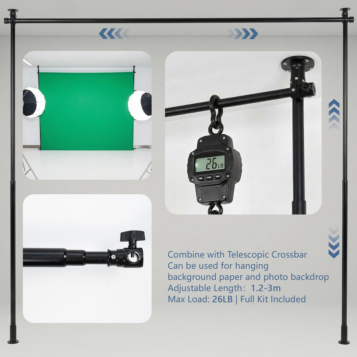 Kate Backdrop 10x10ft Heavy Duty Support Kit Celling to Floor to Ceiling