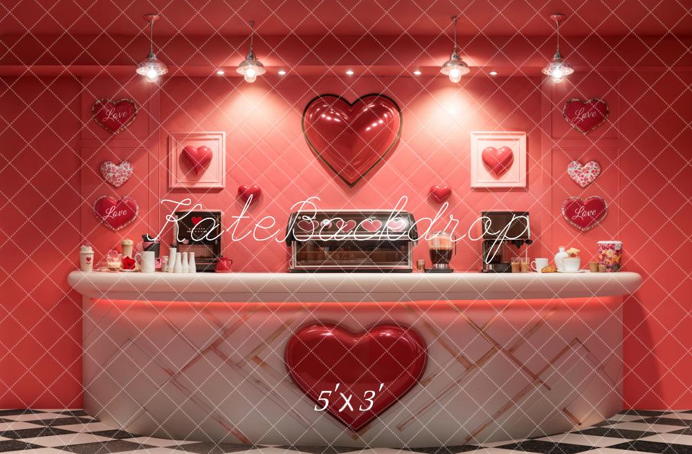 Valentine Coffee Bar Rode Hart Foto Achtergrond Designed by Emetselch