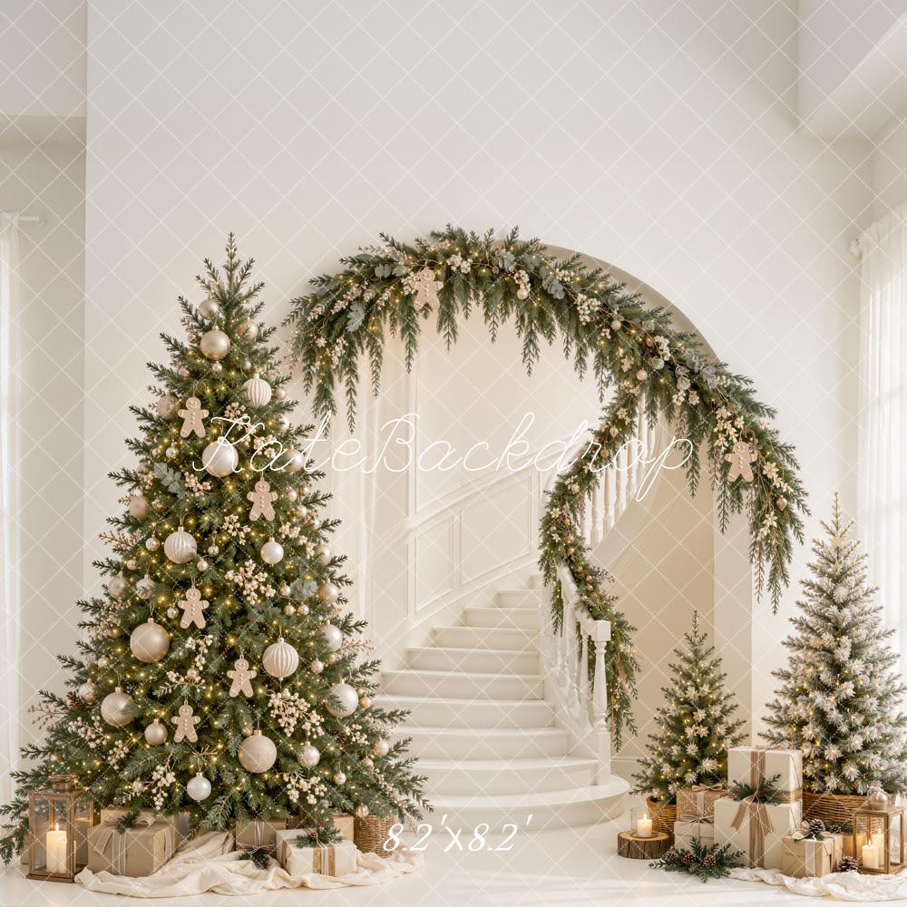 Kate Christmas Tree Staircase Garland Arch Living Room Printed Backdrop Designed by Emetselch