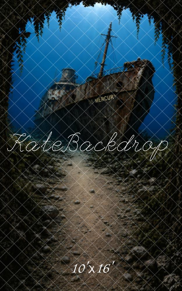 Kate Sweep Underwater Adventure Shipwreck Rocky Path Printed Backdrop Designed by Vertigo Productions