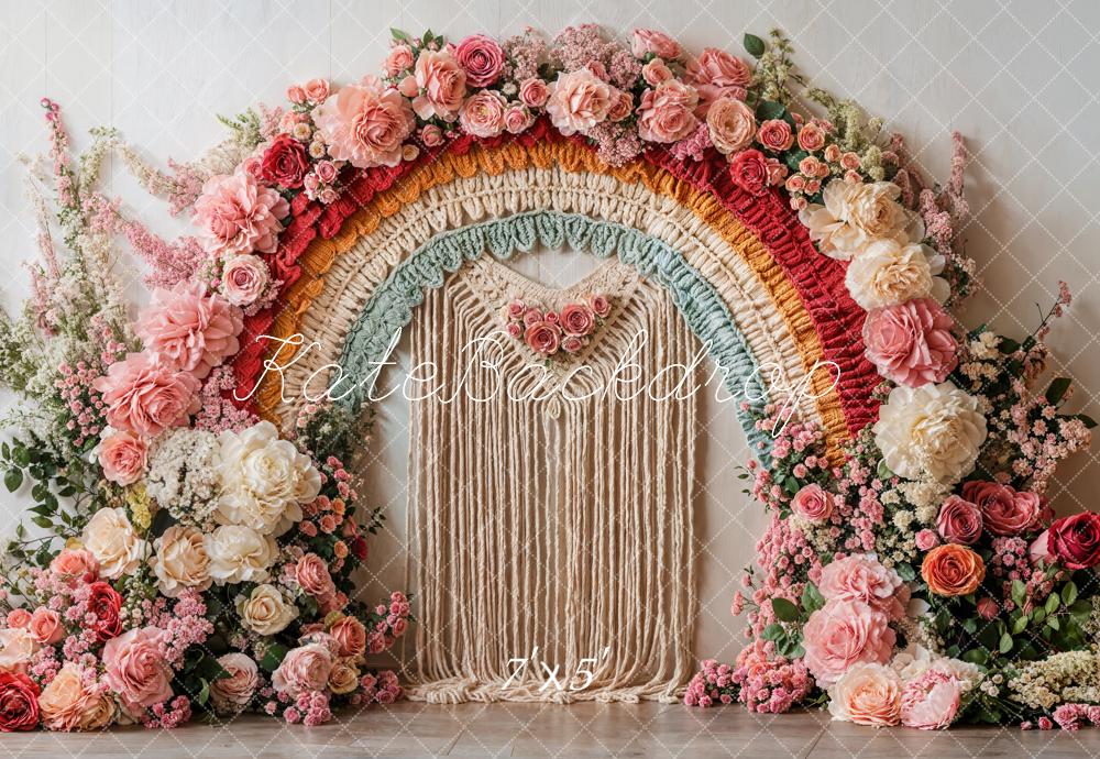 Kate Spring Boho Flower Rainbow Arch Backdrop Designed by Emetselch