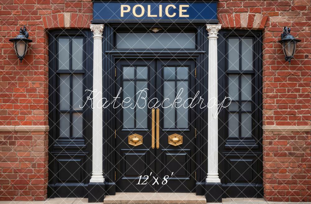 Kate Police Station Brick Wall Columns Door Backdrop Designed by Emetselch