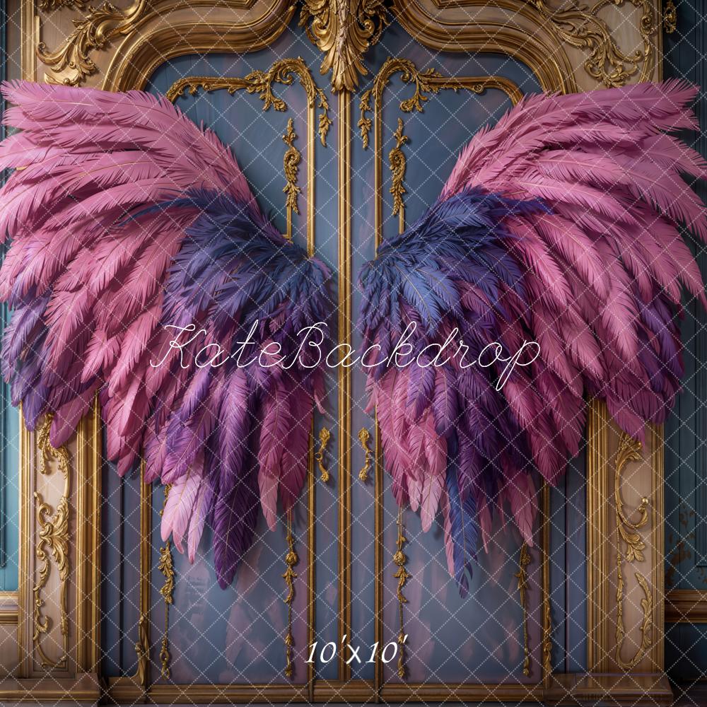 Fantasy Pink Angel Wings Vintage Door Foto Achtergrond Designed by Emetselch