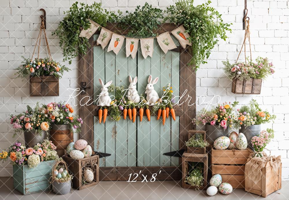 Easter Bunny Carrots Puerta Fondo de Madera Designed by Emetselch