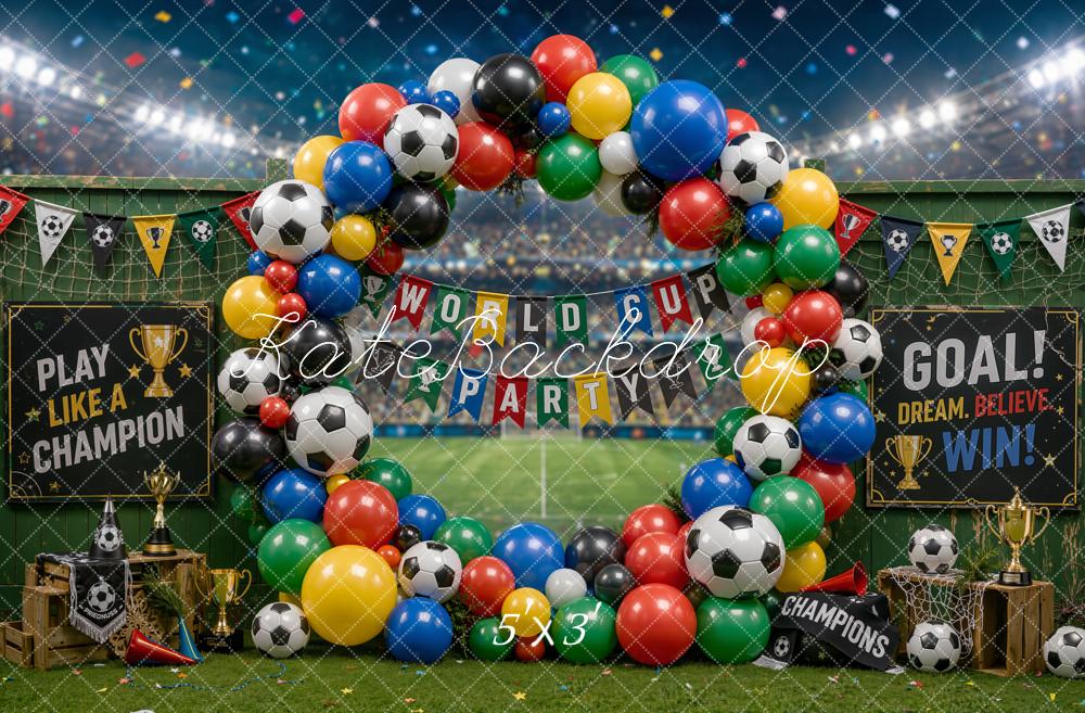 Kate Sports Soccer Balloon Arch Stadium Field Printed Backdrop Designed by Chain Photography