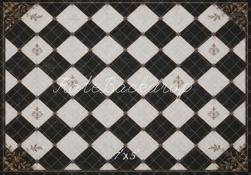 Kate Black And White Pattern Vintage Floor Printed Backdrop Designed by Vertigo Productions