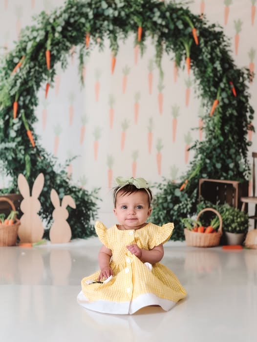 Kate Easter Bunny Carrot Flower Arch Greenery Backdrop Designed by Patty Roberts