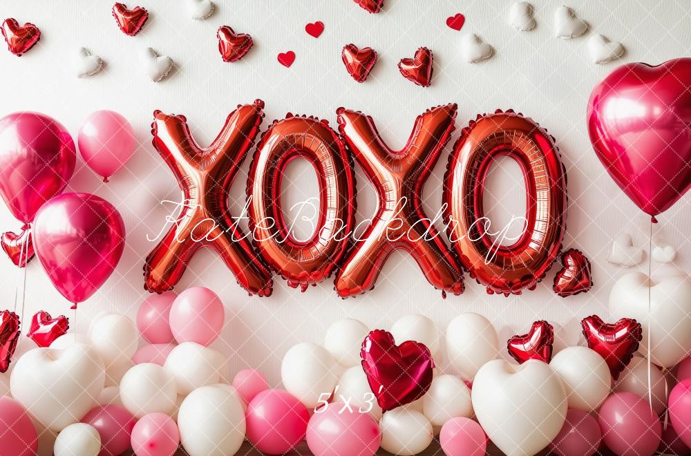 Kate Valentine's XOXO Heart Balloons Backdrop for Photography Designed by Patty Roberts