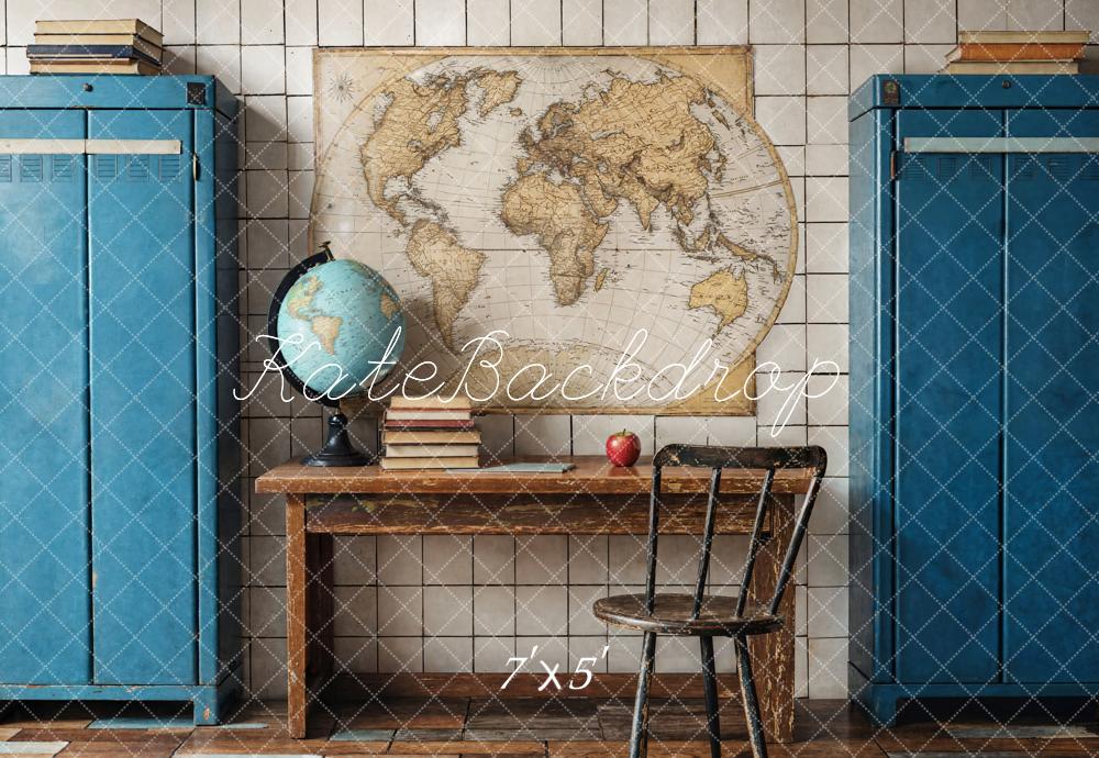 Kate Regreso a Clases Fondo de Mapa Vintage del Globo Diseñado por Emetselch
