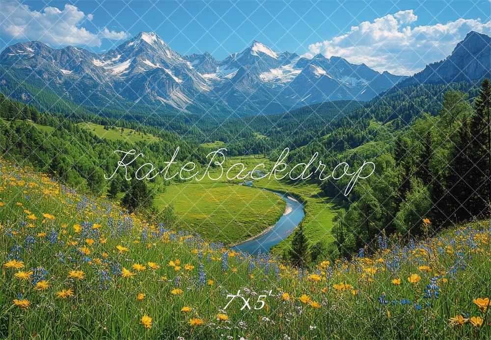 Kate Mountain Meadow Exterior Flowers Backdrop Designed by Mini MakeBelieve