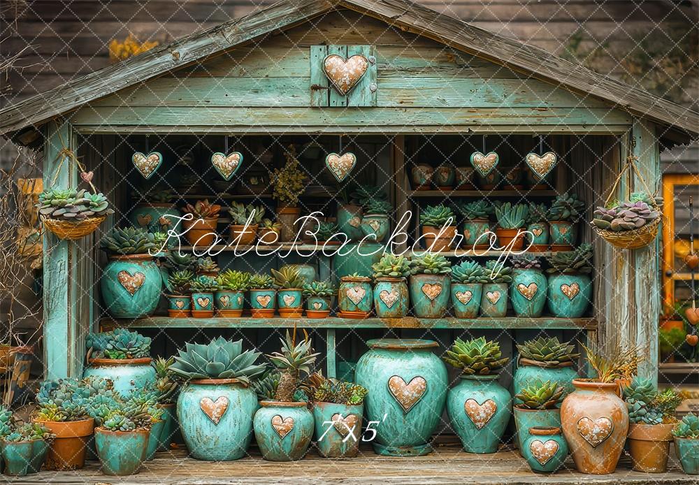 Spring Succulent Green House Heart Foto Achtergrond Designed by Laura Bybee