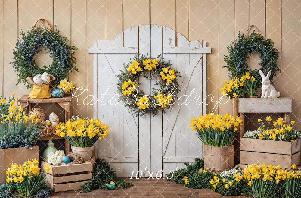Backdrop per Porta Florale Gialla con Coniglio di Pasqua Progettato da Emetselch