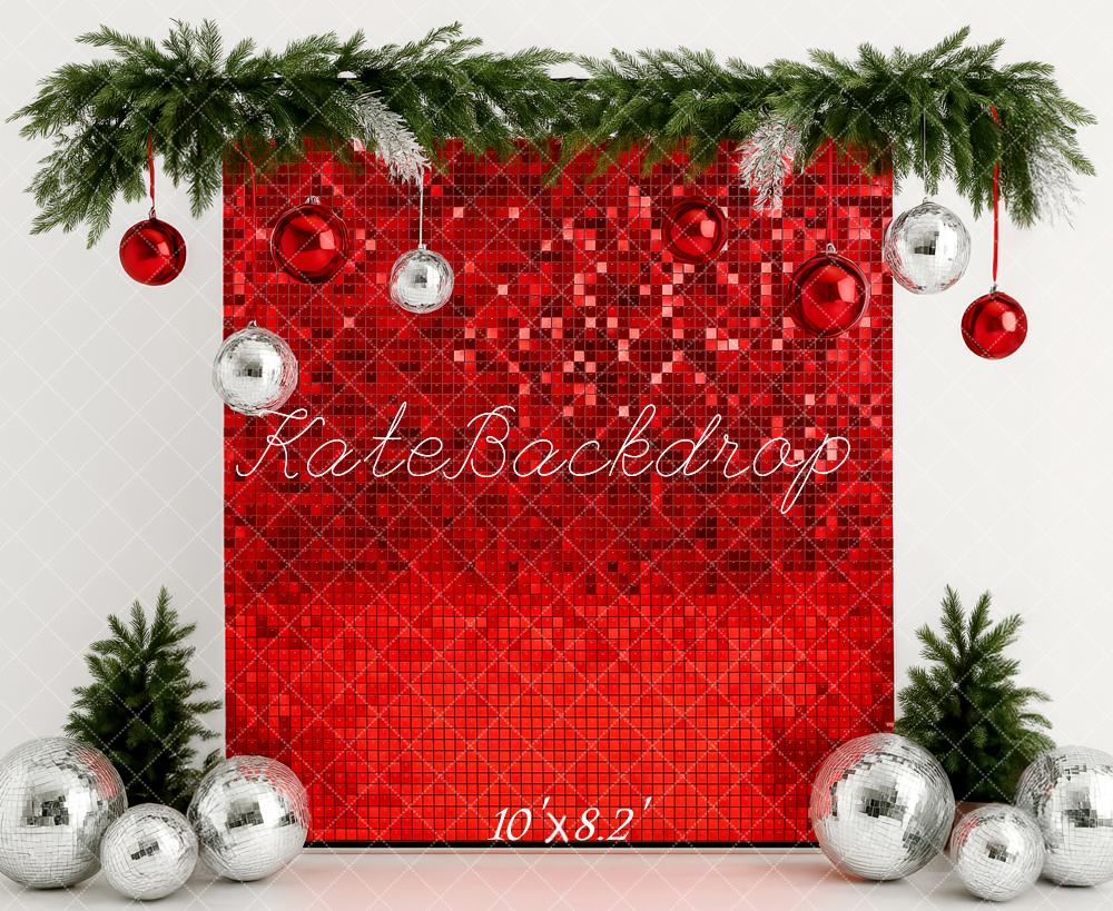 Kate Christmas Red Sequin Ornament Backdrop Designed by Patty Roberts