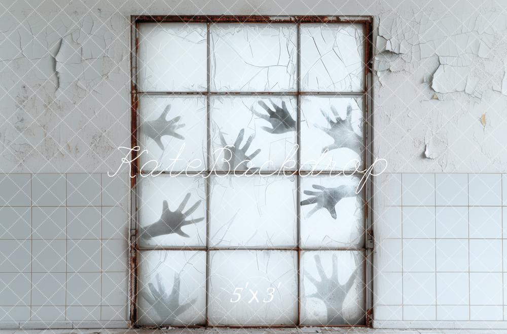 Kate Halloween Spooky Hands Vintage Window Backdrop Designed by Mini MakeBelieve