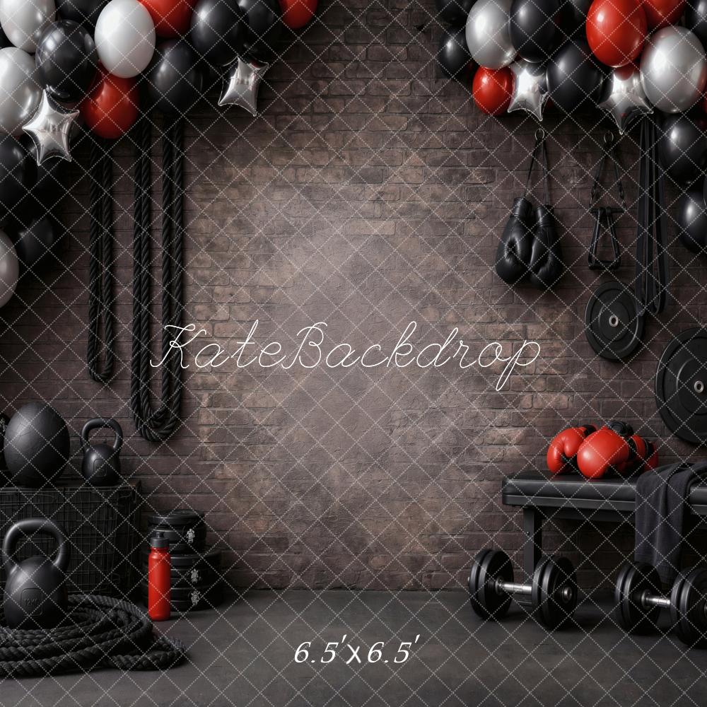 Kate Gym Fitness Boxing Balloons Black Printed Backdrop Designed by Vertigo Productions
