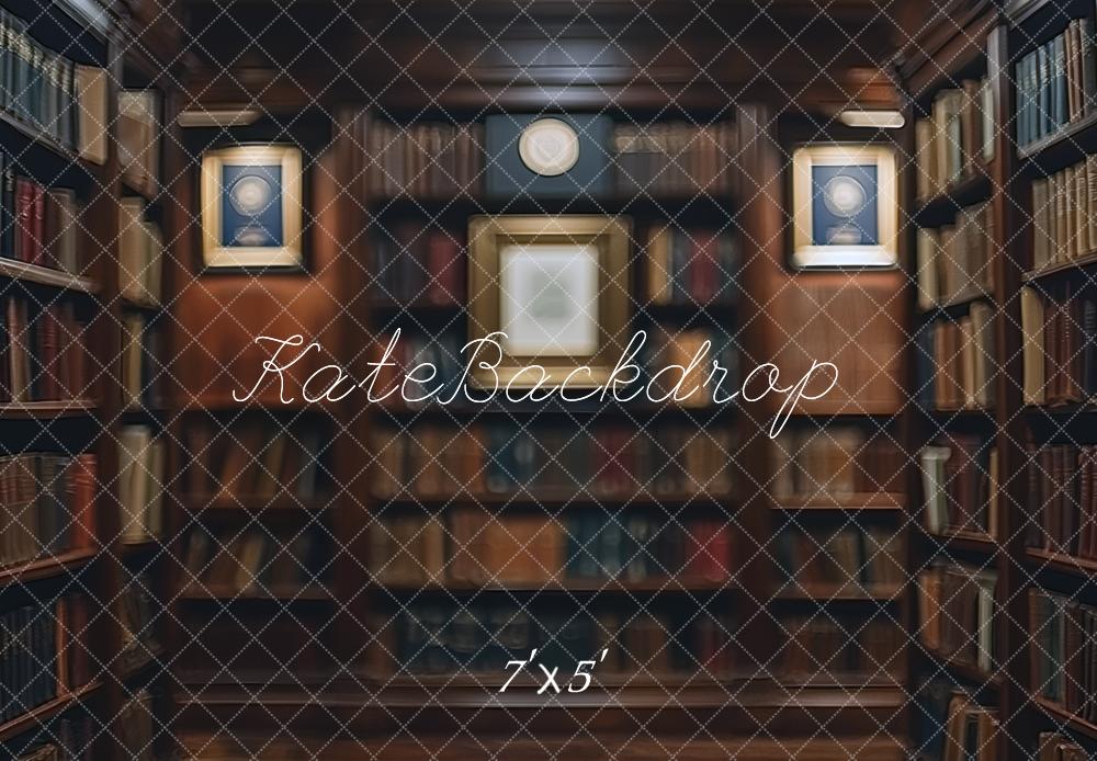 Kate Vintage Library Bookshelf Blurry Backdrop Designed by Mini MakeBelieve