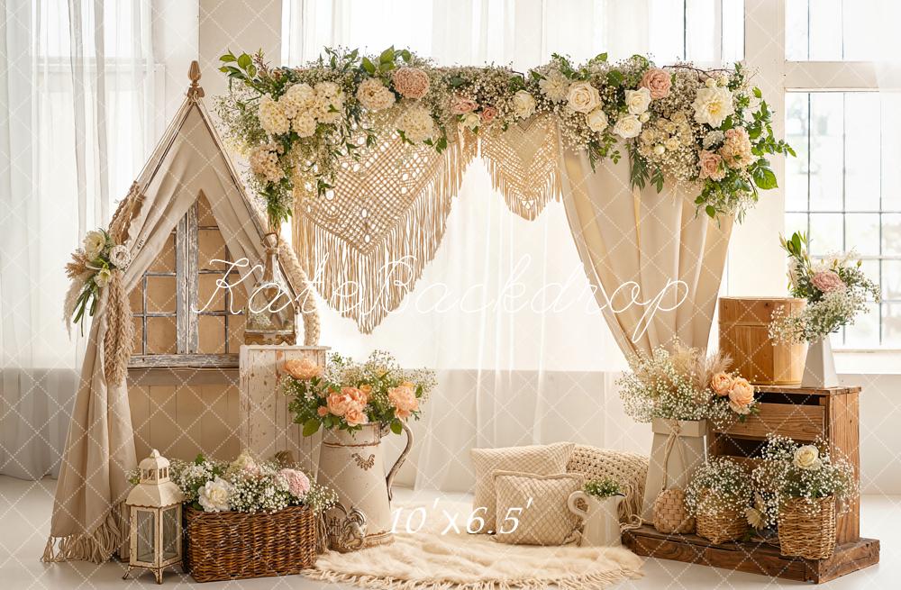 Kate Boho Flower Arch Tent Baskets Macrame Backdrop Designed by Emetselch