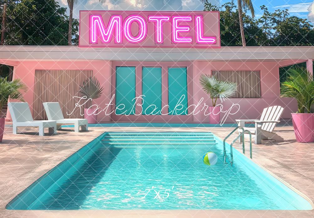 Fondo de piscina del motel de verano rosa Diseñado por Mini MakeBelieve