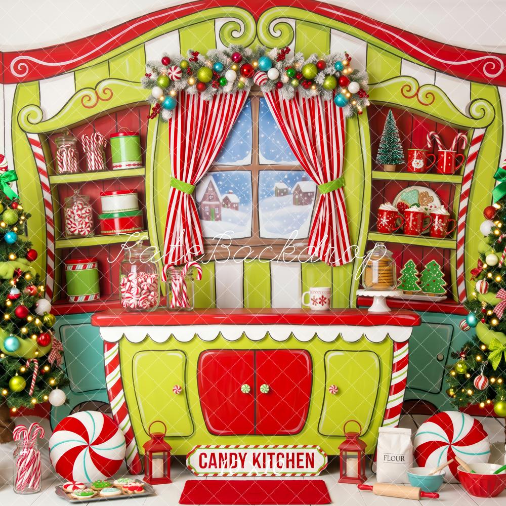 Kate Christmas Whimsical Whoville Candy Kitchen Festive Trees Peppermint Printed Backdrop Designed by Patty Roberts