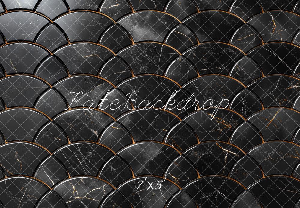 Kate Black Scallop Marble Floor Backdrop Designed by Mini MakeBelieve