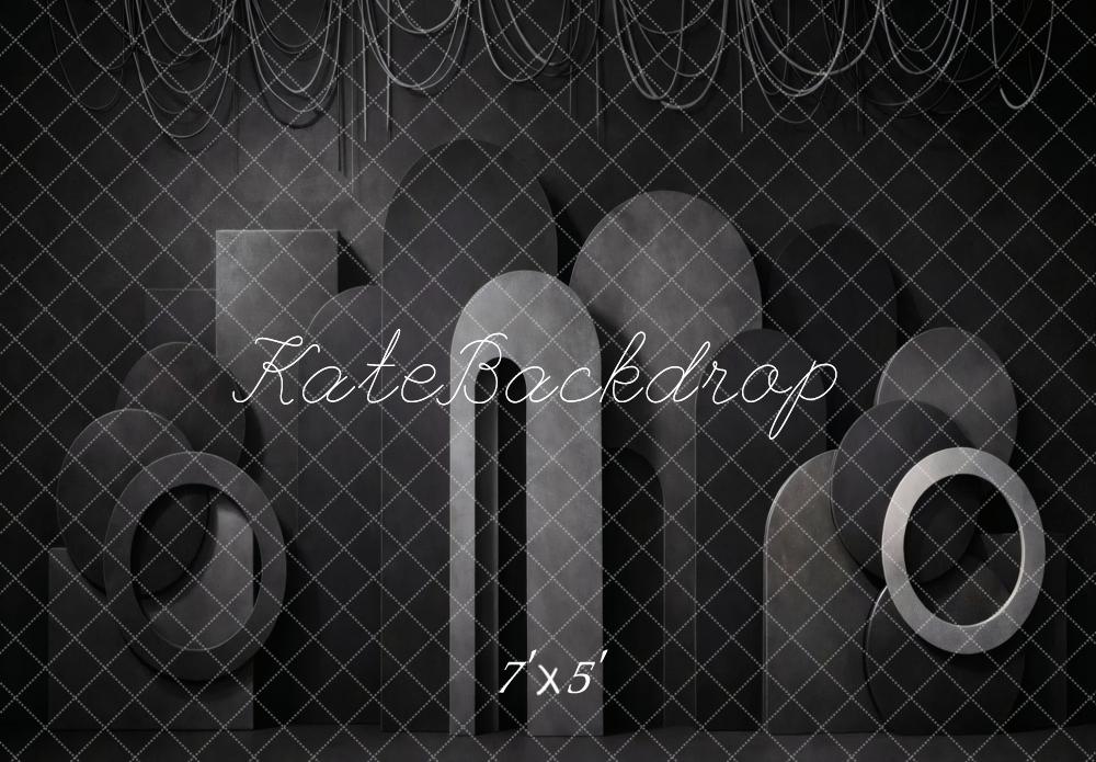 Kate Black Geometric Arch Shapes Printed Backdrop Designed by Vertigo Productions