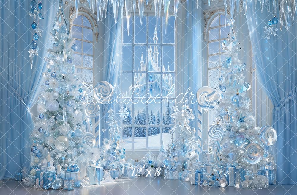 Kate Christmas Fairytale Icy Trees Blue Winter Castle Backdrop Designed by Emetselch