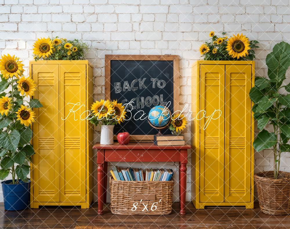 Kate Back to School Lockers Sunflower Chalkboard Backdrop Designed by Emetselch
