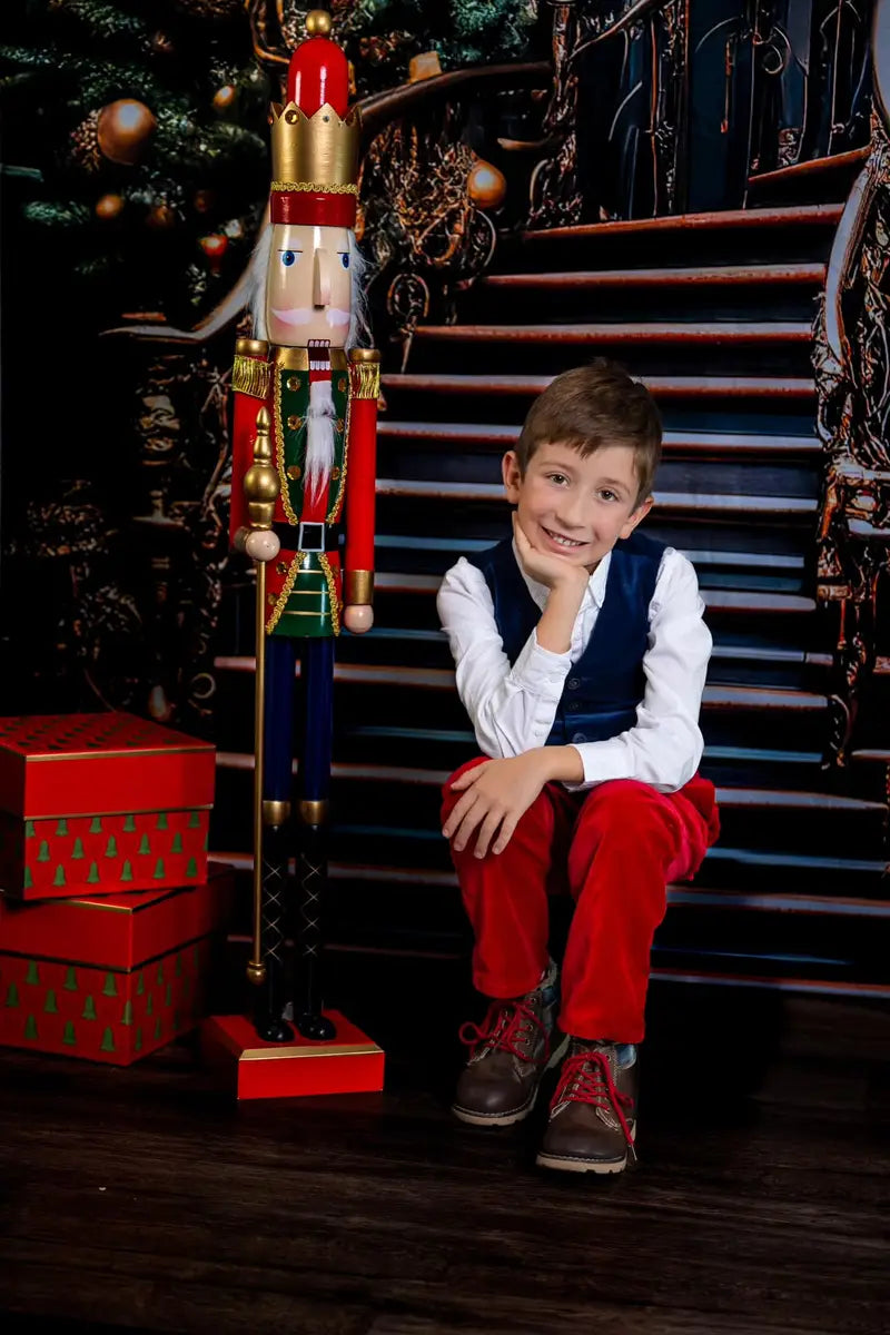 Kate Christmas Stair Clock Backdrop Designed by Chain Photography
