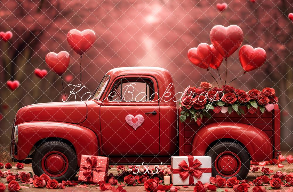 Sfondo per San Valentino Camion Rosso Cuori Palloncini Designed by Emetselch